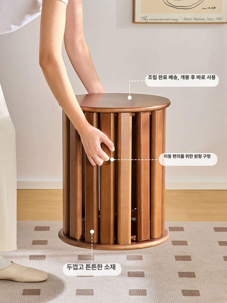 폴딩 스툴의자 원목 이동식 체어 발판 보조 사다리의자 다용도 벤치 계단의자 가정용 - 상세 이미지 4