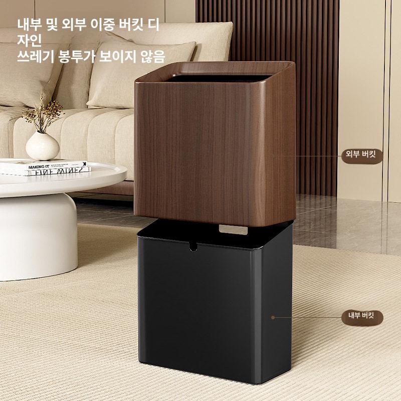 휴지통 나무쓰레기통 북유럽 사무실 업소용 주방 호텔 로비 고급 일반나무 분리수거 - 상세 이미지 5