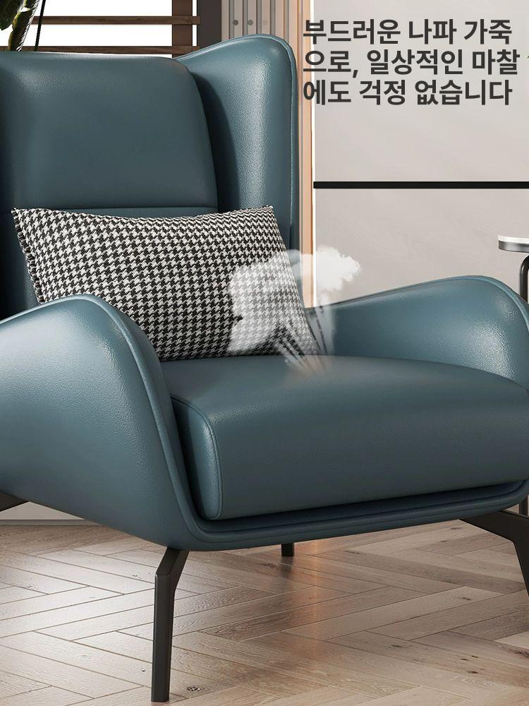 라운지 1인윙체어 카페 디자인 의자 북유럽 안락 패브릭 로비 빈티지 일인 호두 고급 이미지 6
