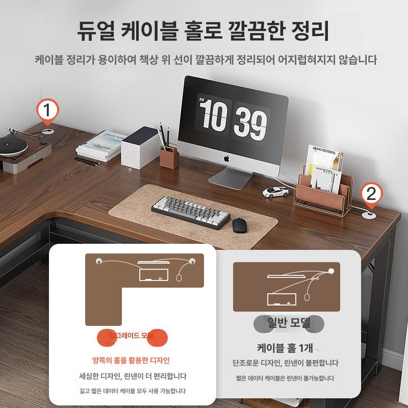 기역자 테이블 코너형 안방 서랍 원룸 ㄱ자 모서리 사무용 수납 창가 학습 사이드 - 상세 이미지 3