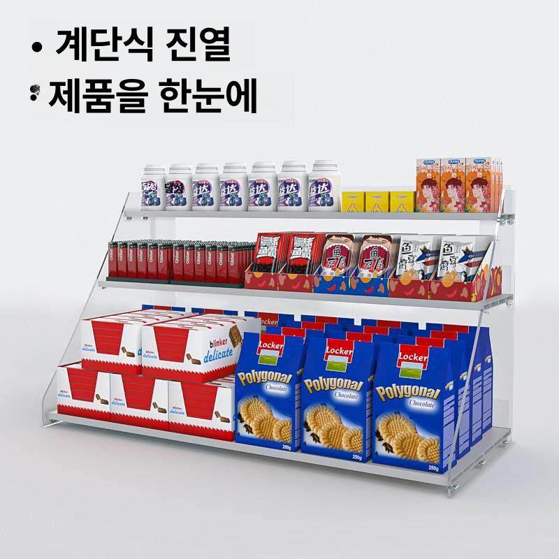 디스플레이 약국진열대 투명선반 카운터 수납 계산대 계단식 슈퍼 아크릴 랙 거치대 - 상세 이미지 4