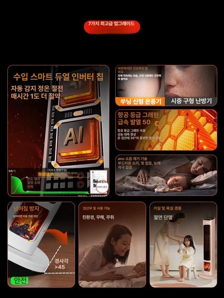 무소음 히터 급속 소형 가열 기체 난방기 속열 가정용 캠핑 급열 집 풀하우스 급속가열 - 상세 이미지 5