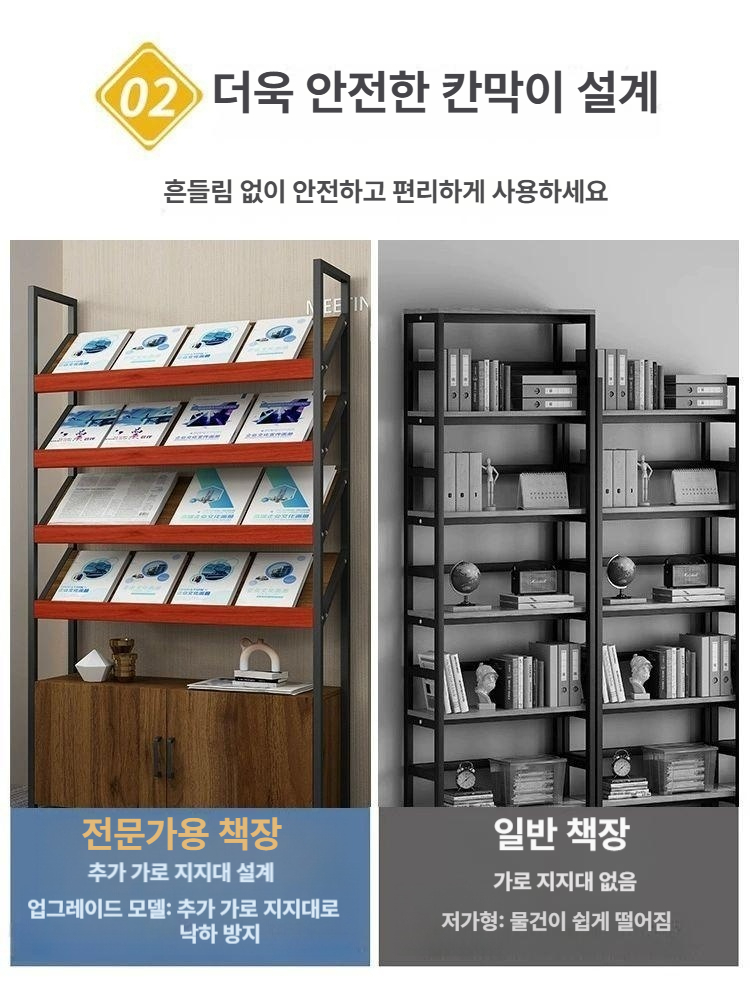 카달로그 책꽂이 잡지 진열대 전시회 도서 선반 철재 전시대 스탠드 꽂이 팜플렛 잡지진열대 - 상세 이미지 3