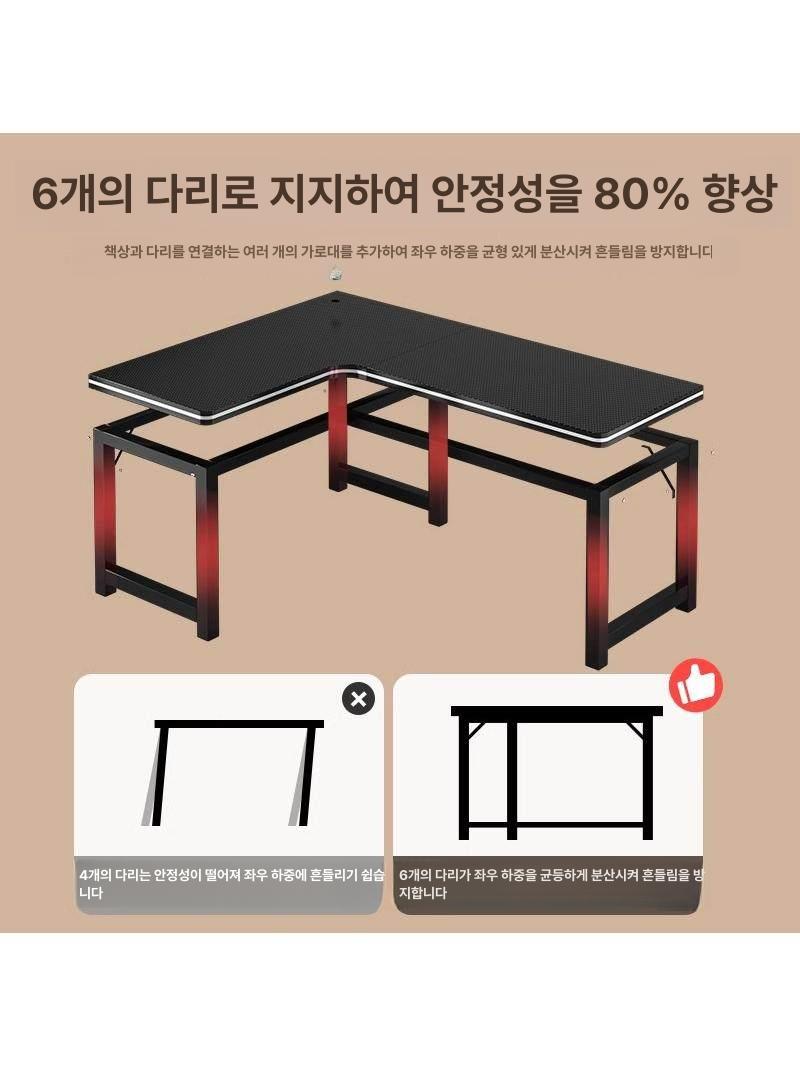 L자 컴퓨터책상 공간분리 ㄱ자책상 사무실 데스크 워크스테이션 업무용 게이밍책상 - 상세 이미지 3