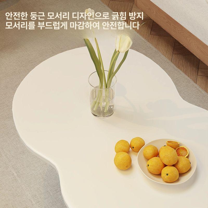 뭉게구름 거실테이블 모던 감성 탁자 소파테이블 협탁 곡선 북유럽 타원형 심플원형 - 상세 이미지 3