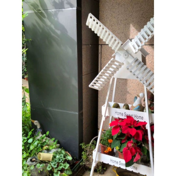감성적인 꽃꽂이 스탠드 풍차 베란다 실내 진열대 식물 거치대 우드 컬러 인조꽃 없음 - 상세 이미지 4