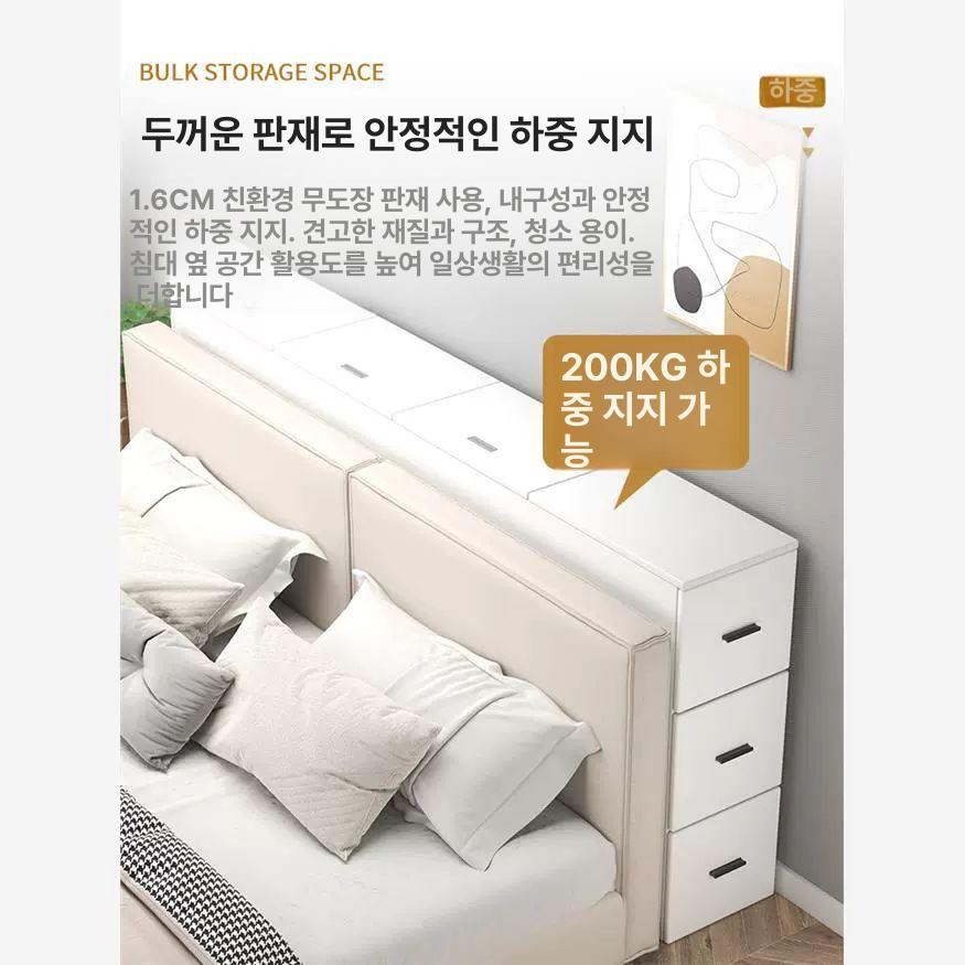 수납장 침대 협탁 사이드테이블 베드사이드 침실 심플 북유럽 서랍형 틈새장 오픈형 - 상세 이미지 3