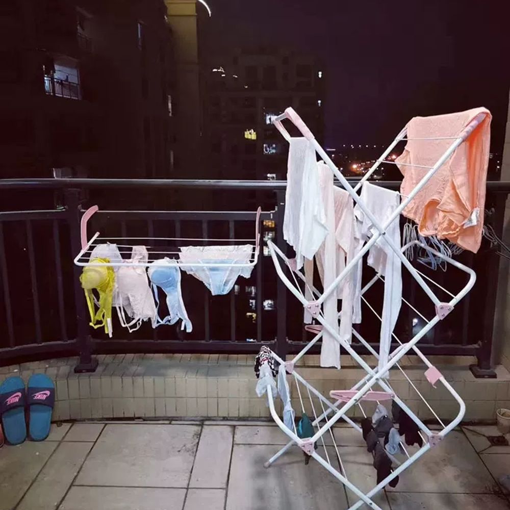 원룸 건조대 이불 빨래건조 수건걸이 접이식 3단 대형 그린 - 상세 이미지 3