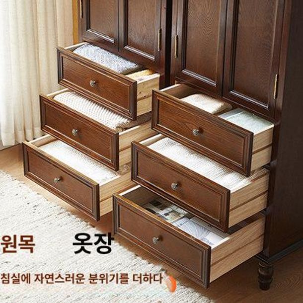 원목 이불장 엔틱장롱 빈티지 도어 클래식 안방장 서랍장 수납장 조립 장농 보관함 - 상세 이미지 5