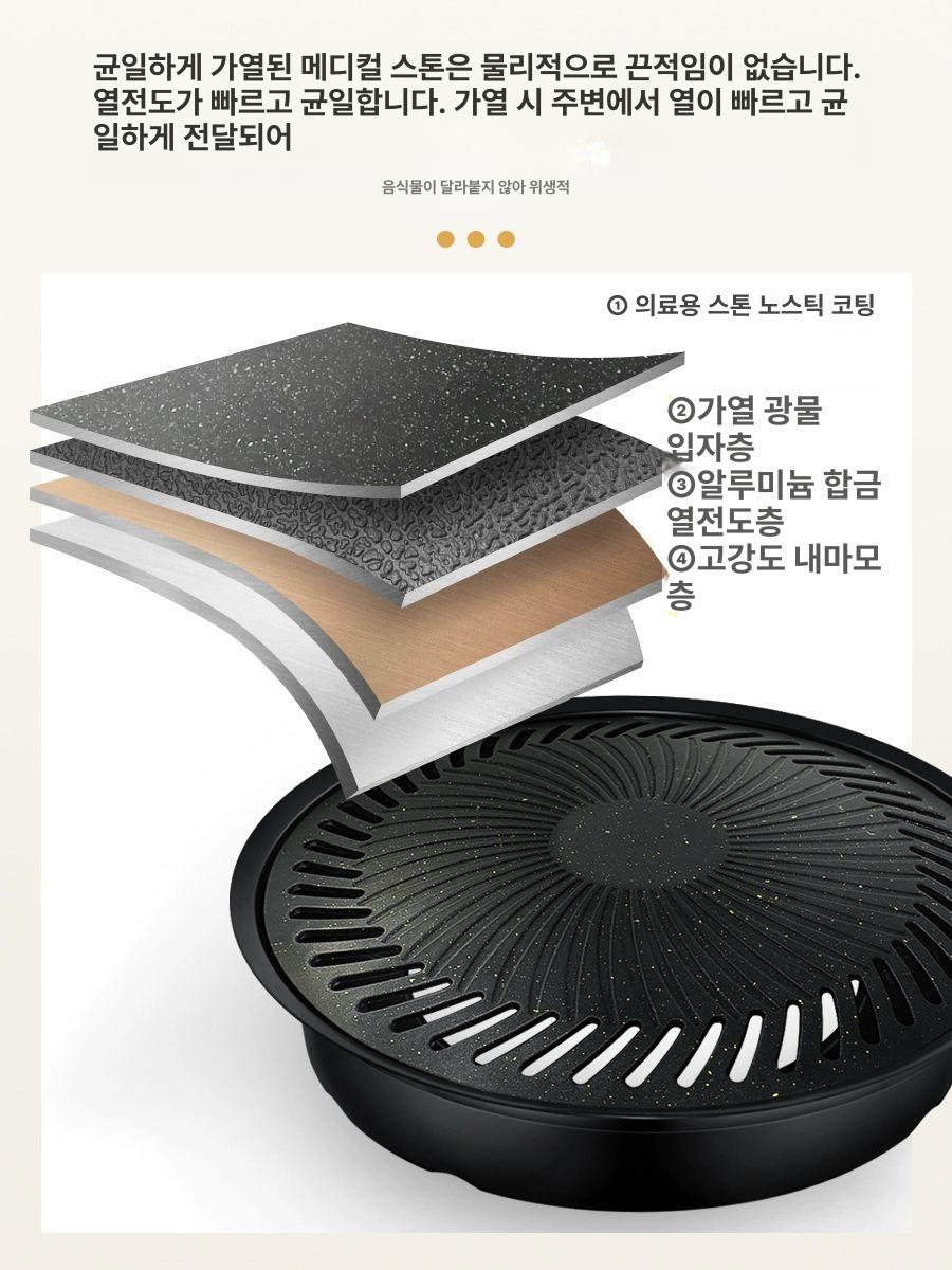 가스버너불판 원형그리들 석쇠 스토브 야끼니꾸화로 야외 고기불판 그리들 플레이트 그랜드 - 상세 이미지 3