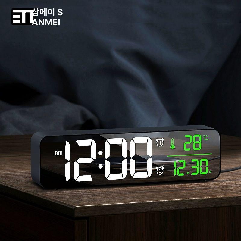 탁상용 음악시계 야간 무소음알람시계 다기능 디지털탁상시계 스피커 무소음탁상시계 - 상세 이미지 2