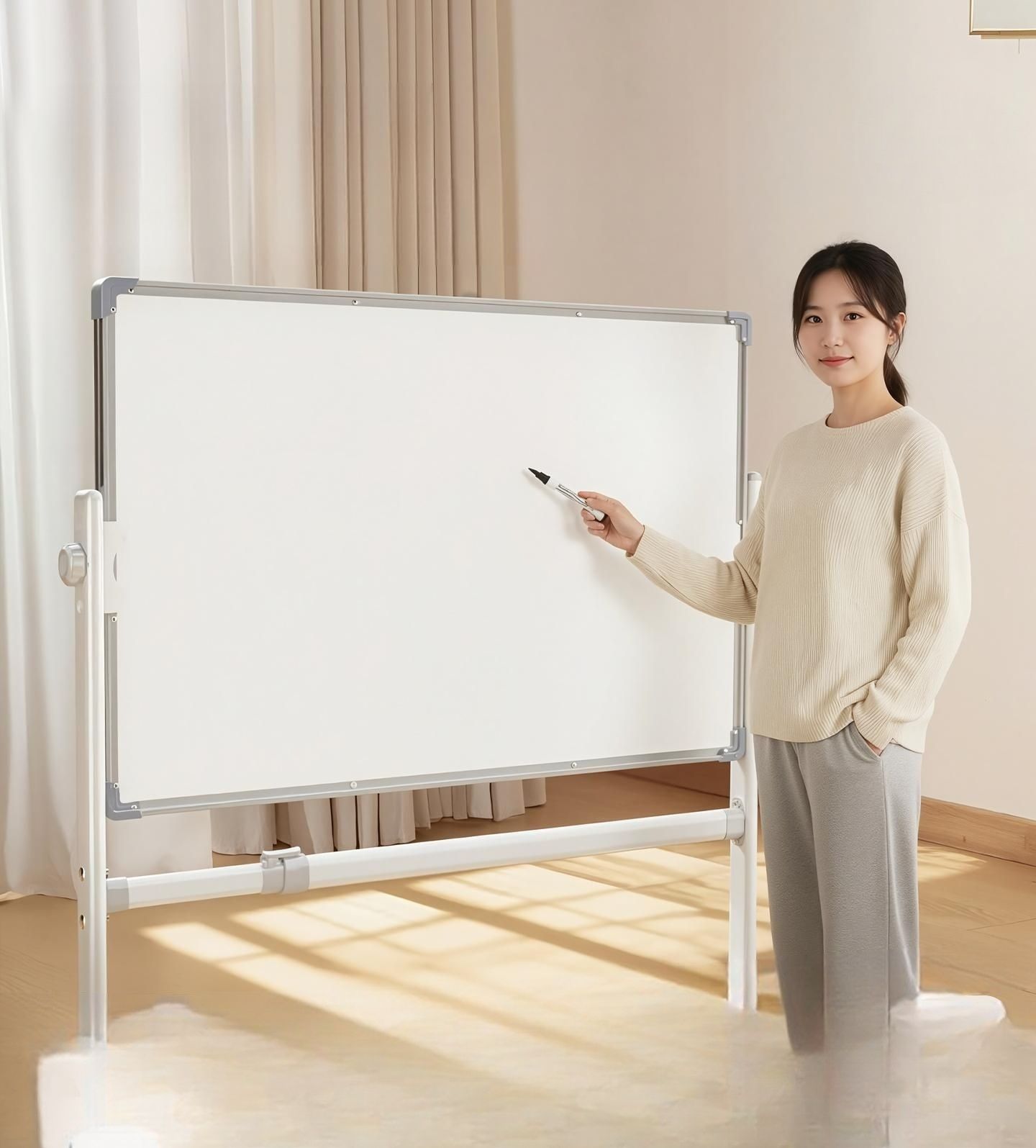 스탠드 교육 칼라보드 유아 학교 양면이동식 집 칠판 - 상품 이미지