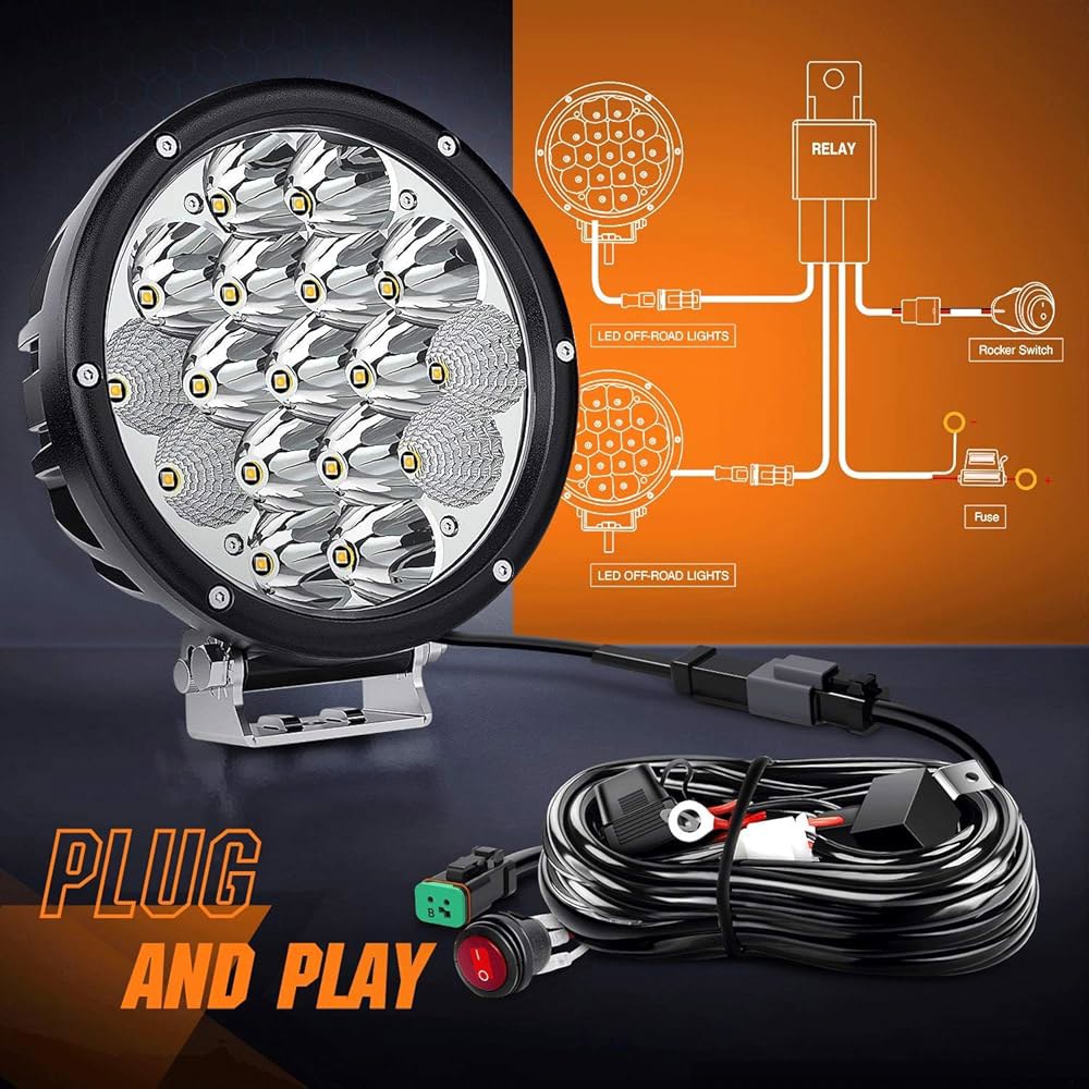 Nilight 2PCS 7인치 85W LED 드라이빙 라이트 10200LM IP68 스팟 플러드 콤보 라운드 내장 EMC 오프로드 라이트, 트럭 ATV UTV용 14AWG DT - 상세 이미지 2