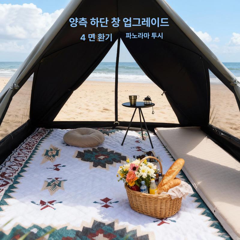 자동 개폐 삼각 캠핑용 블랙코팅 차양 실내외 어린이 피크닉용 소형 다크그레이 2-4명 - 상세 이미지 4