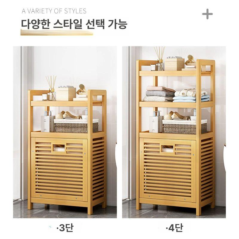 다용도 빨래보관함 정리함 바스켓 수납함 나무햄퍼 세탁물수거함 손잡이 나무바구니 - 상세 이미지 5
