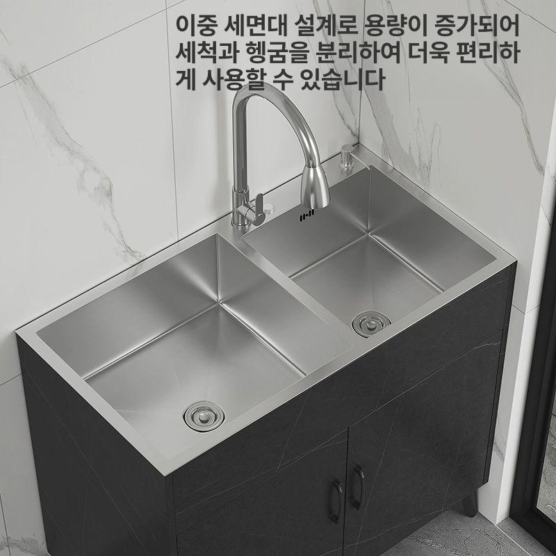 미니 싱크대 간이 탕비실 싱크볼 씽크대 사무실 보조 스테인리스 야외 풀세트 도어 - 상세 이미지 5