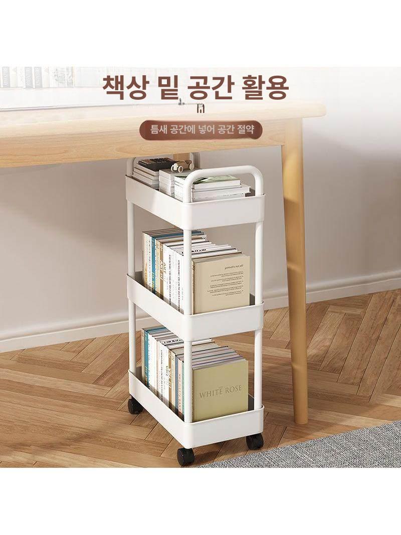 북카트 정리함 이동식 철제 책상밑 웨건 북트레일러 바퀴달린 사무실 책장 트레이 도서관 - 상세 이미지 2