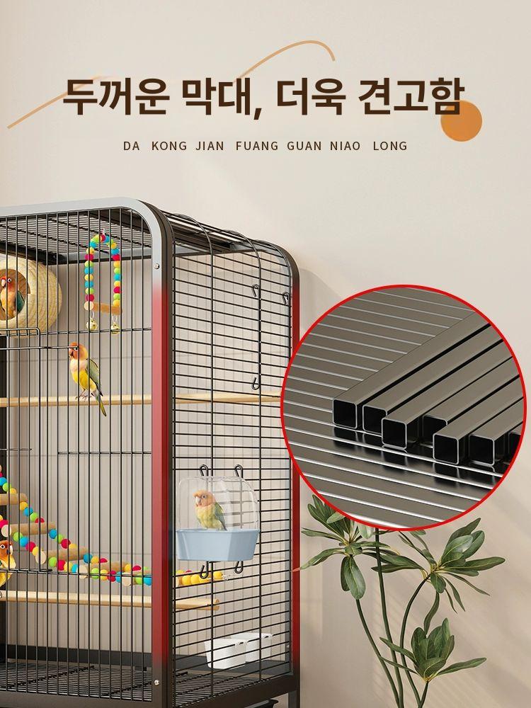 대형 스텐새장 앵무새새장 사각 가정용 원형 펫케이지 버드케이지 펫하우스 용품 횃대 - 상세 이미지 3