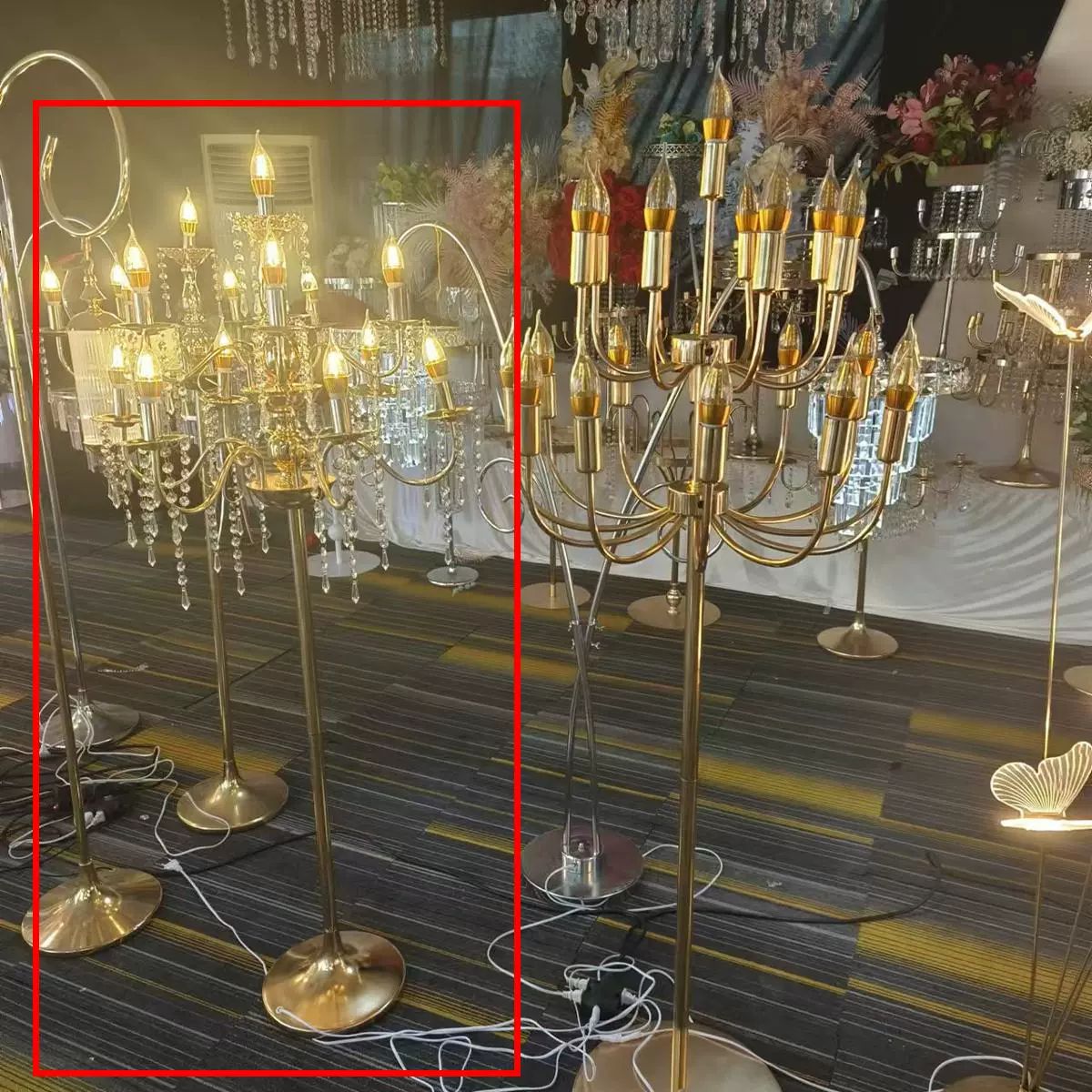 웨딩홀 샹들리에 골드 스탠드 크리스탈 라이트 카페 인테리어 유럽풍 식탁용 - 상세 이미지 5