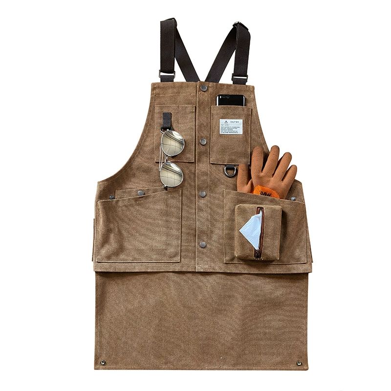 공방 앞치마 작업복 분리가능 멀티포켓 캔버스 화방 미용실 에이프런 꽃집 바리스타 유니폼 - 상품 이미지