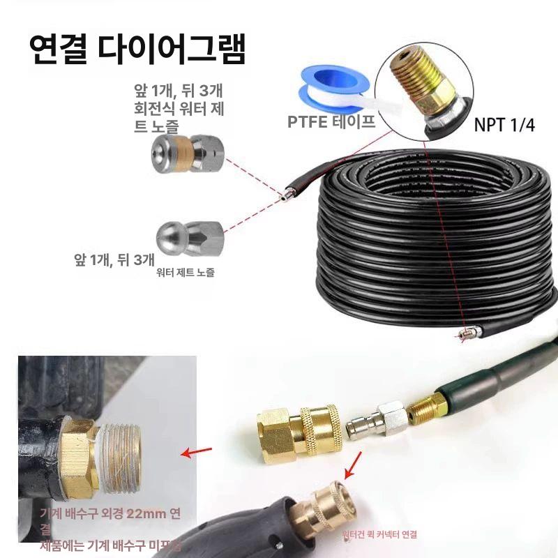 배관고압세척기노즐 가정용 배관청소 분사기 하수도 산업용 수도관 크리닝 - 상세 이미지 3