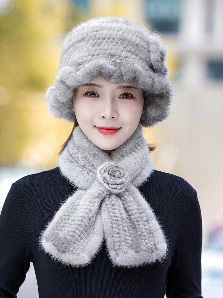 따뜻한 털모자 모피 레이디 비니 여성용 패션 방한 럭셔리 푹신한 - 상세 이미지 4
