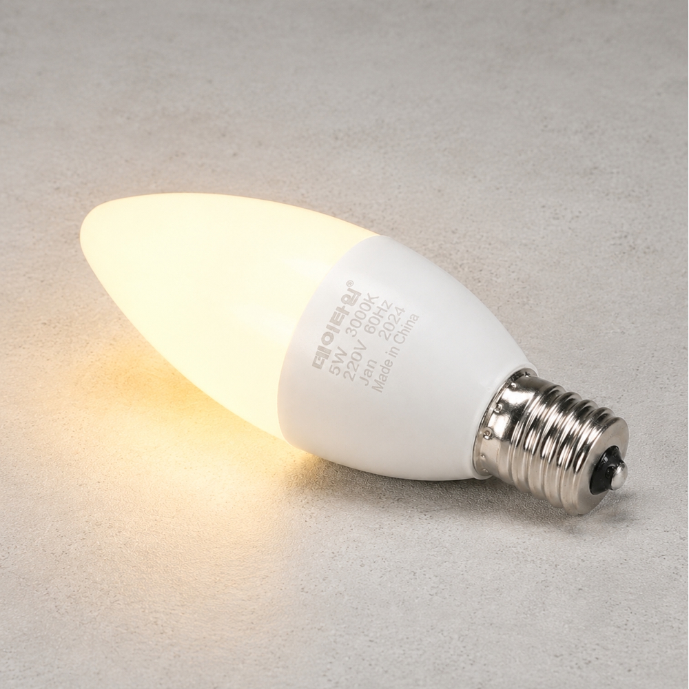 LED 촛대구 불투명 5W E17 전구색 3000K 촛불 꼬마 전구 램프 데이타임 - 상품 이미지