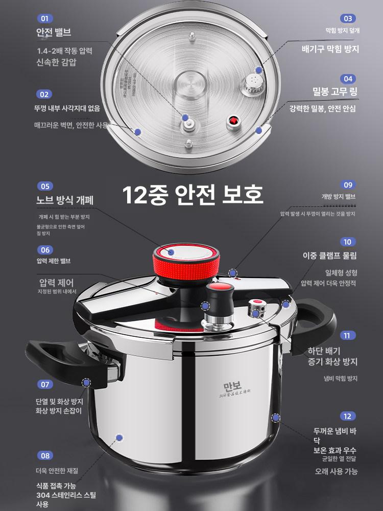 10리터 압력솥 스테인리스 인덕션 겸용 대용량 밥짓기 주방용품 가정용 이미지 6
