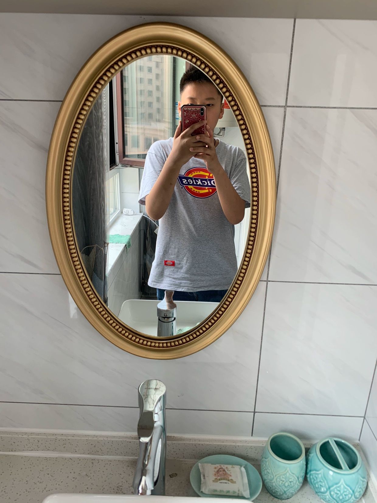 벽걸이 우드프레임거울 타원형 욕실 원형 북유럽 화이트라이트 프레임 인테리어 카페 노프레임 - 상세 이미지 3