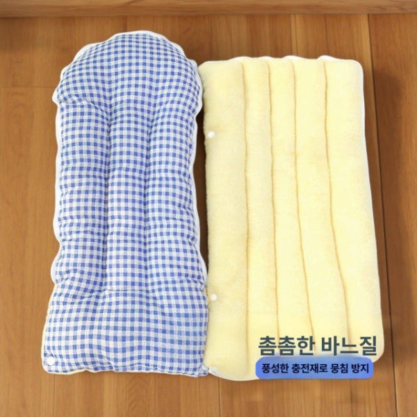 포근한 애견 숨숨집 비닐 방풍 고양이 방수 동굴 보온 실외 블루 앤 화이트 체크 소형 4.0kg - 상세 이미지 4