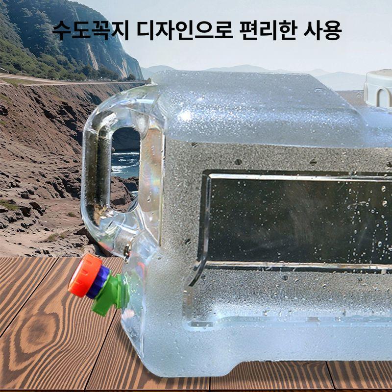 캠핑용 물통 투명 대형 리터 수도꼭지 생수 천공 등산용 워터탱크 아웃도어 사각형 - 상세 이미지 4