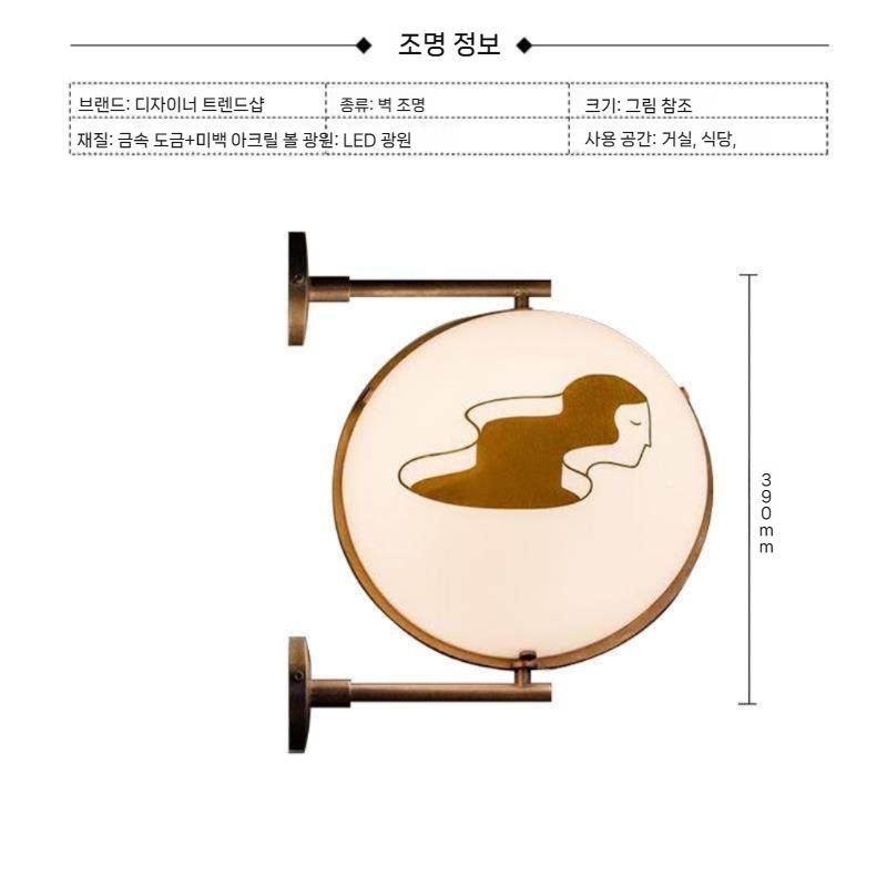 원형 돌출간판 골드 실외 웜광 아크릴 프레임 벽등 스카시 카페 램프 조광기 돌출 식당 - 상세 이미지 3