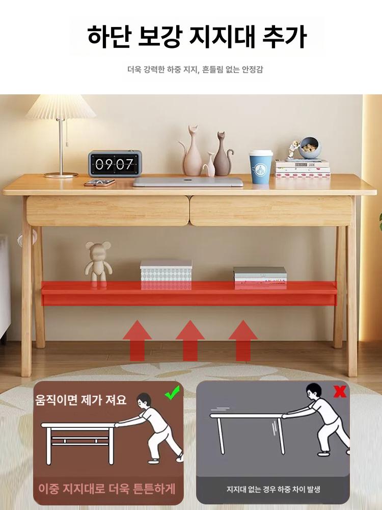 미니 원목책상 서재 컴팩트 서랍 데스크 선반형 학생 스터디 컴퓨터책상 엔틱책상 - 상세 이미지 3