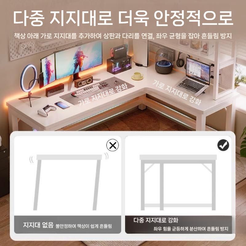 원목 ㄱ자형책상 와이드 공부 기억자 ㄱ자 원목다리 모서리 코너책상 조립식 코너형 서재 - 상세 이미지 2