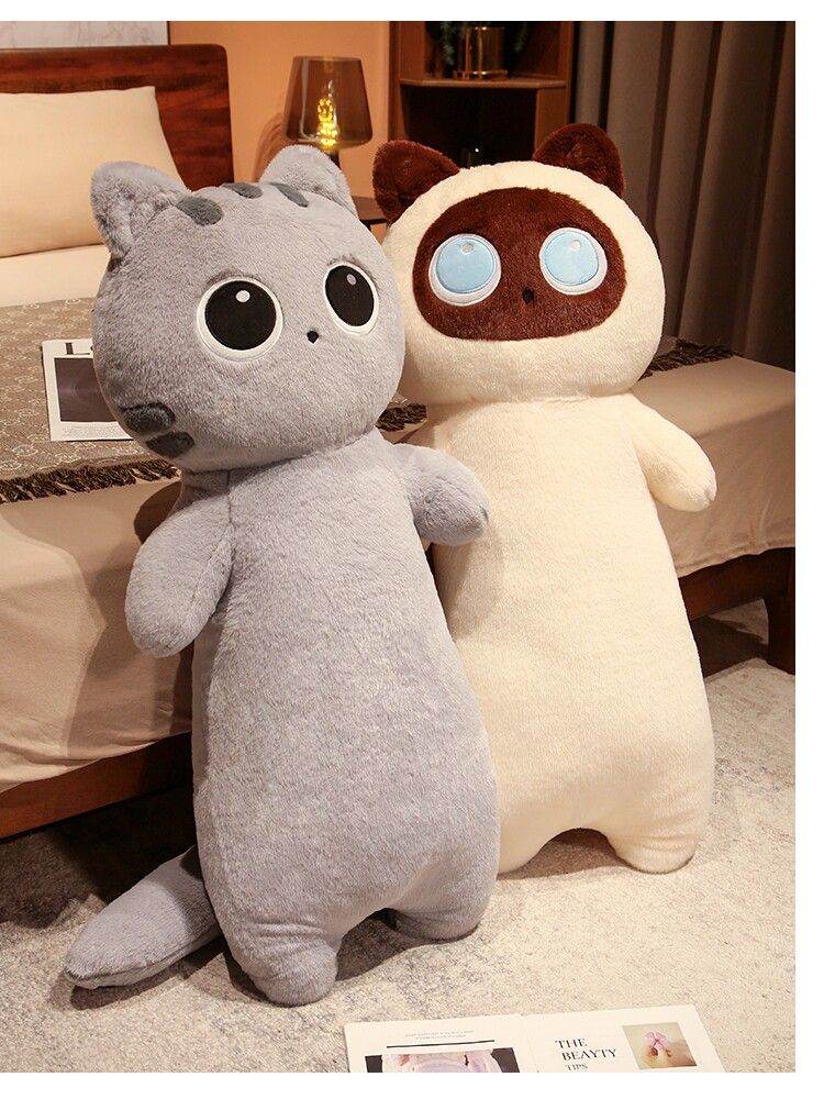 바디필로우쿠션 검은고양이인형 선물 동물 애착 침대 모찌 베개 수면인형 플러시 소품 - 상세 이미지 5
