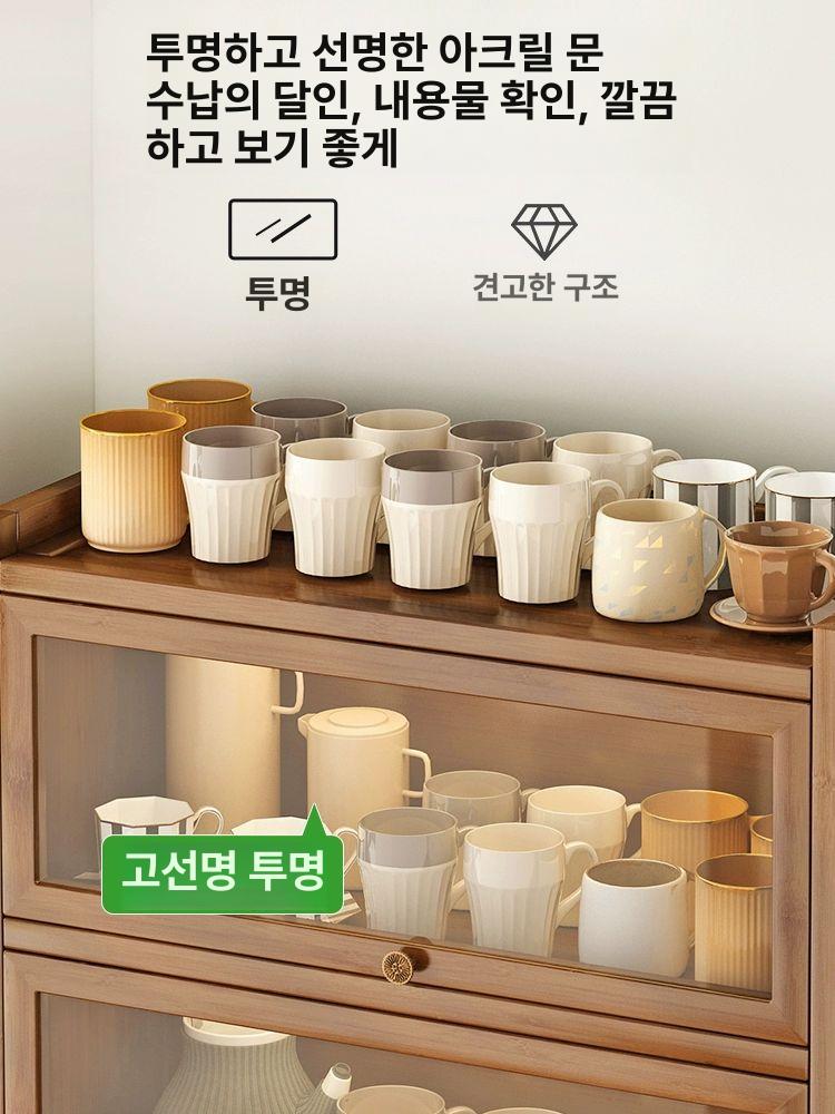 찻장 장식장 엔틱 우드 컵진열장 찻잔 쇼케이스 그릇 벽걸이 컵 앤틱 거실 선반 수납장 - 상세 이미지 5
