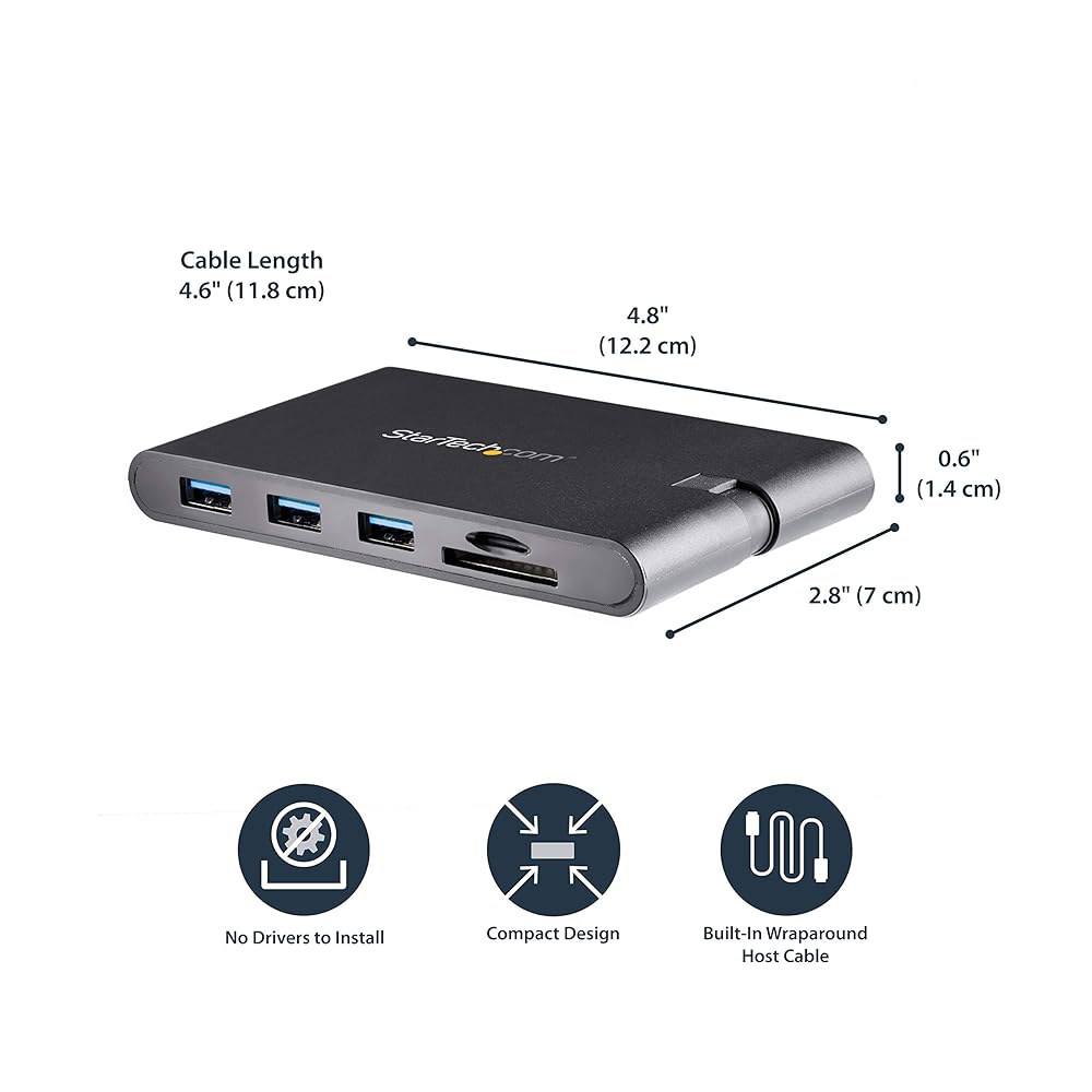 StarTech.com USB C 또는 미니 3포트 1080p 어댑터 - 도크 4K 포함된 VGA 100W 공급 패스스루, 멀티포트 POWER HDMI 비디오가 LOGIC 타입C - 상세 이미지 3