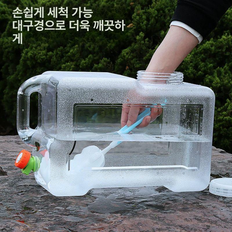 캠핑용 물통 투명 대형 리터 수도꼭지 생수 천공 등산용 워터탱크 아웃도어 사각형 - 상세 이미지 5