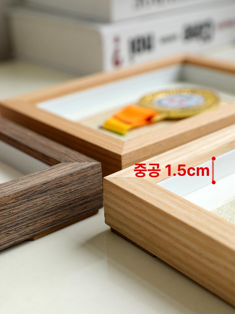 유리 메달보관함 사진 액자 디스플레이 목재 메달케이스 장식용 진열대 - 상세 이미지 4