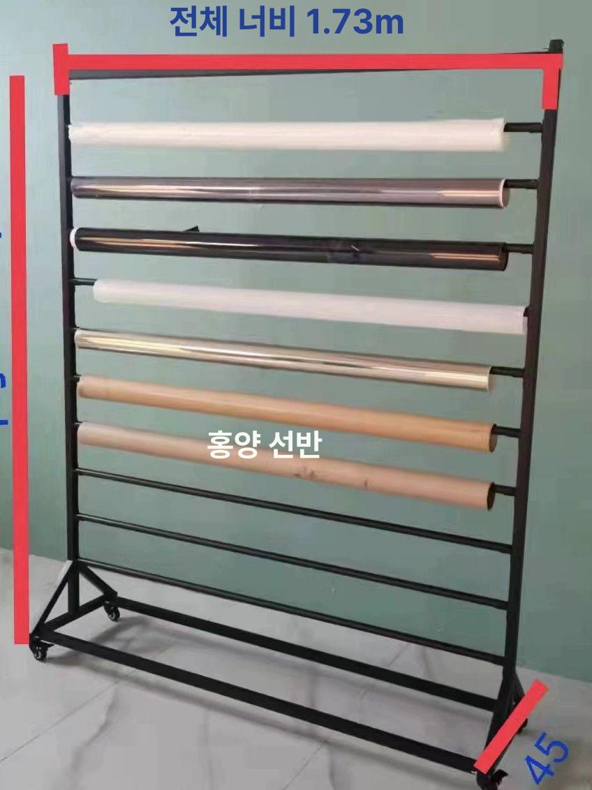 10단 원단 롤 거치대 필름 보관 스탠드 포장지 정리 강철 이동식 바퀴 공방 작업실 장비 - 상세 이미지 2