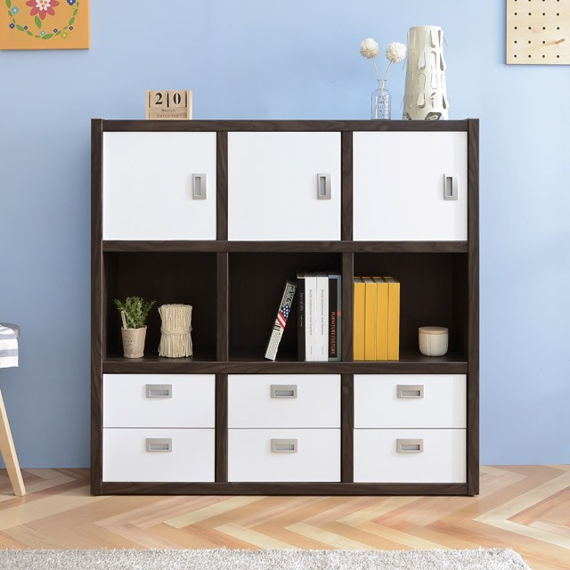 가구의서 G3 멀티 책장 1200x280x1200mm, 3단, 월넛 - 상품 이미지