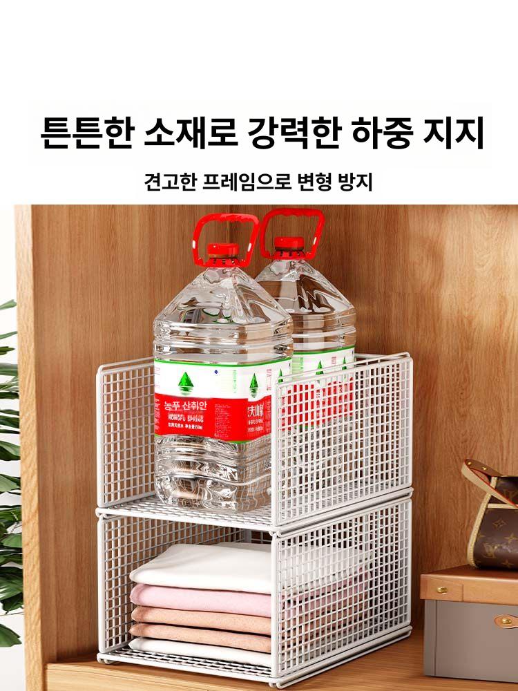 장롱 칸막이 내부선반 2단 레일 수납함 서랍형 인출식 공간분리 슬라이드 나누기 - 상세 이미지 5