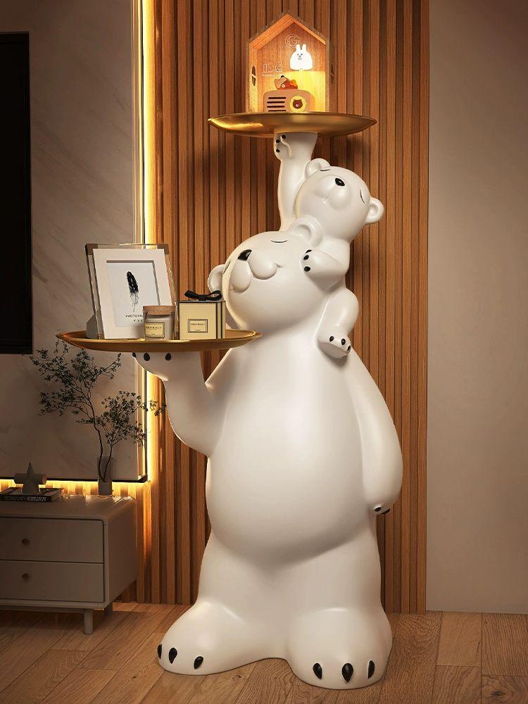 북극곰 사이드테이블 캐릭터 거실 협탁 곰돌이 소품 장식품 트레이 보조 귀여운 - 상세 이미지 3