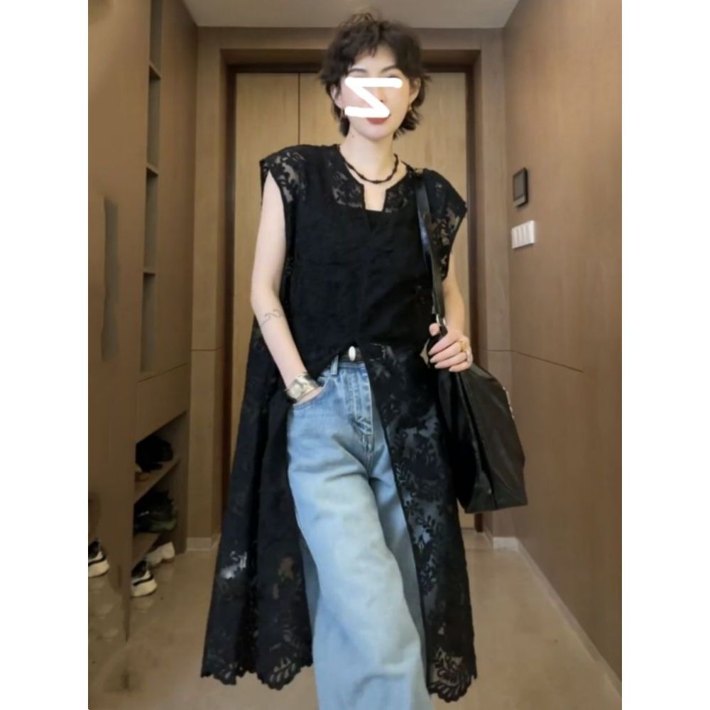 빅사이즈 양말 시스루 쿠션 종아리아래 중목 니삭스 루즈핏 무릎양말 반양말 롱양말 긴양말 블랙 M - 상품 이미지