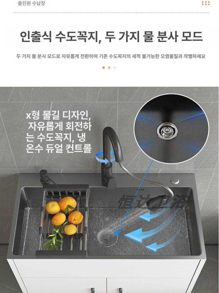 간이 개수대 사무실 싱크대 미니 워시스테이션 세면기 탕비실 소형 하부장 - 상세 이미지 2