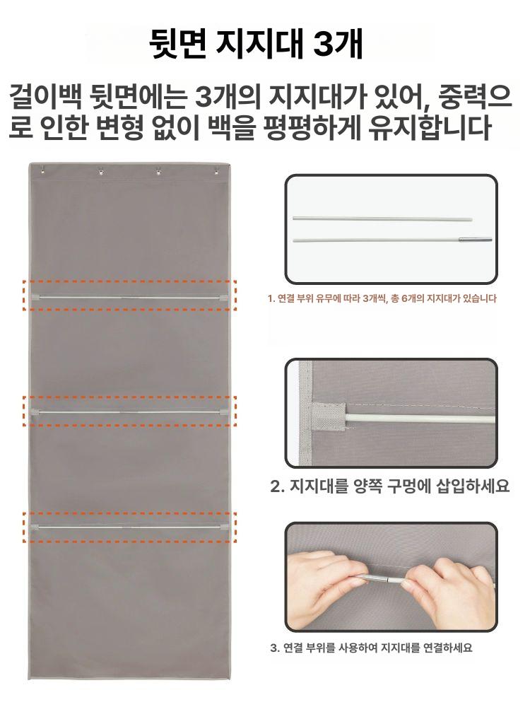 문걸이 인형정리함 패브릭 4단 장난감 수납함 가방 보관함 천 후크 공간활용 - 상세 이미지 4