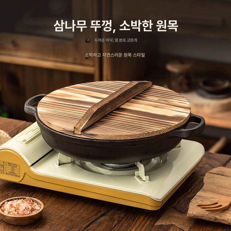 주방용품 무쇠가마솥 뚝배기 무쇠솥 통주물 돌솟 업소용가마솥 전통 가정용솥밥 뚜껑 - 상세 이미지 4