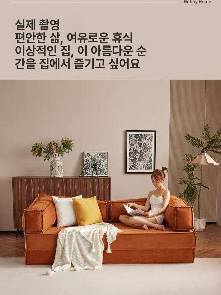 북유럽 코듀로이소파 인테리어 레트로 카페 쇼파 모듈 모던 의자 원룸 심플 양털 - 상세 이미지 4