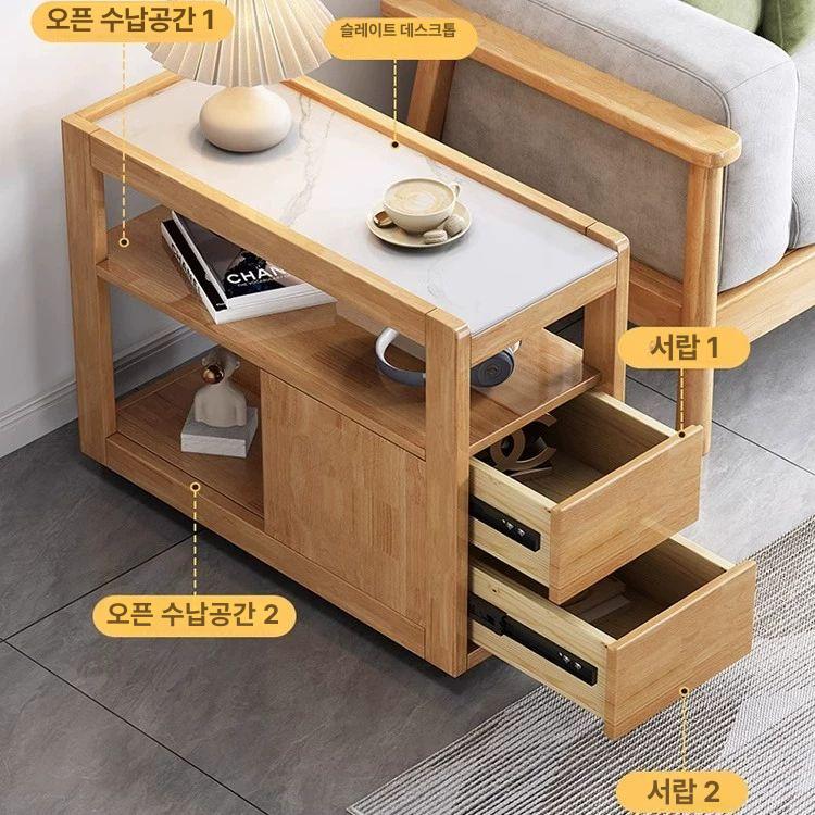 이동형 사이드테이블 간이 모던 바퀴달린 협탁 쇼파 틈새 소파테이블 코너테이블 높이 - 상세 이미지 4