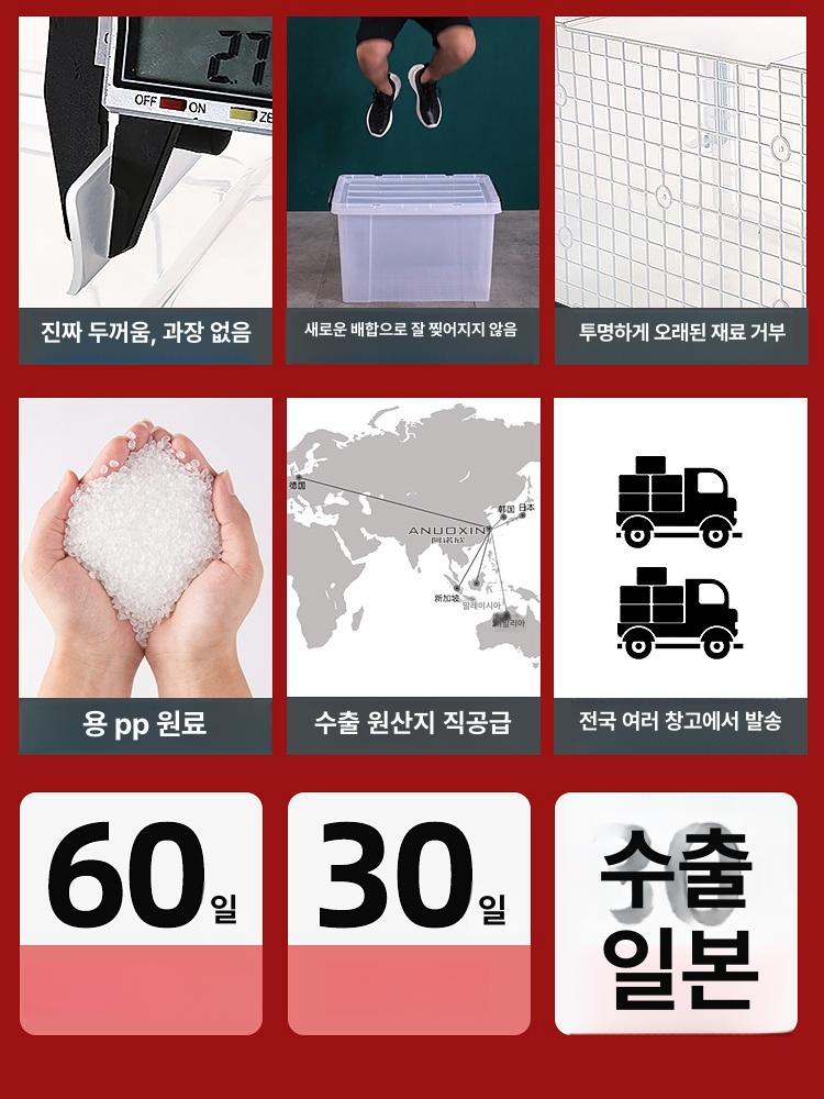 리빙박스 바구니 정리함 수납함 초대형 투명 접이식 옷정리 이삿짐 - 상세 이미지 3